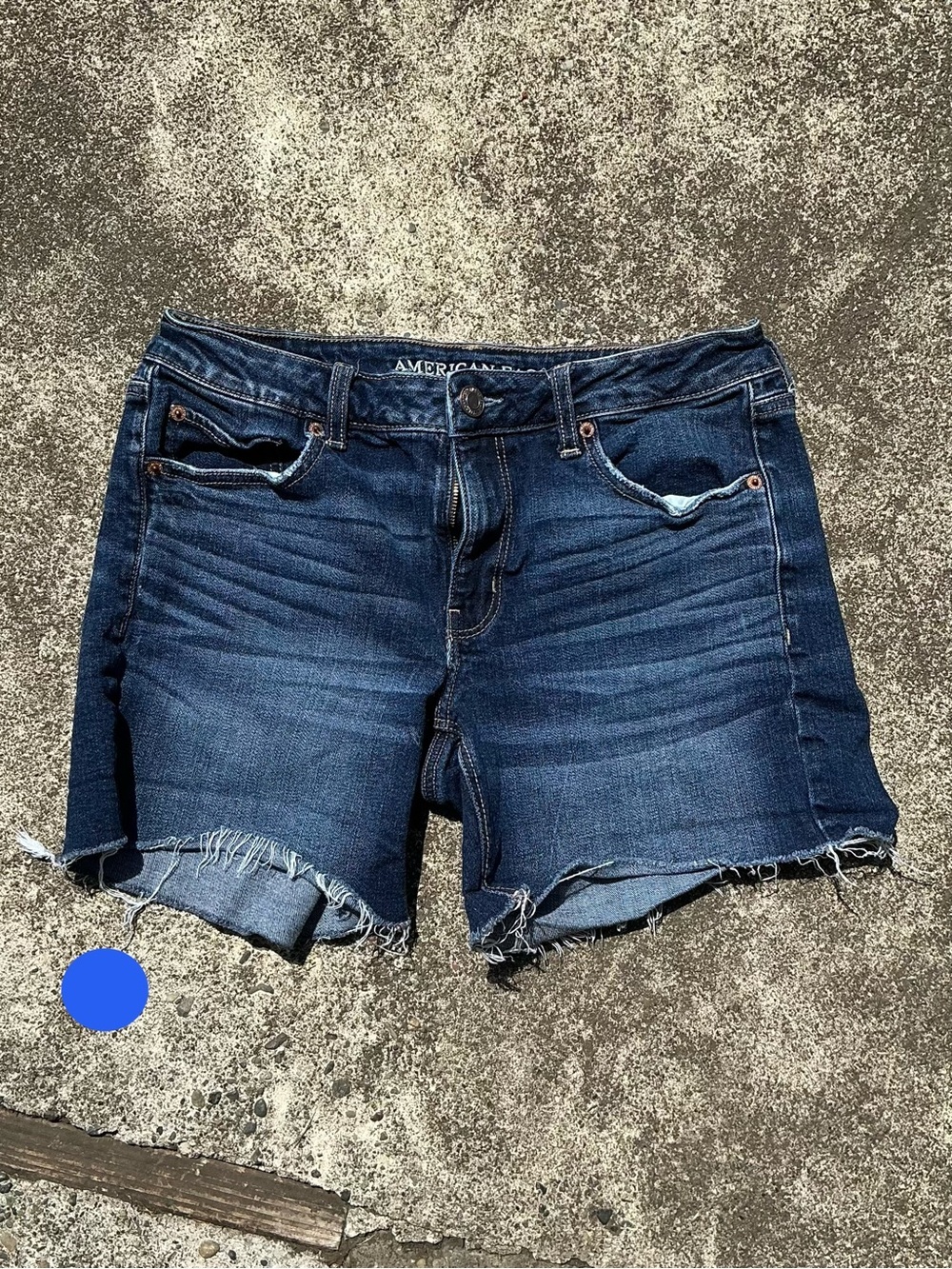 American Eagle Outfitters Indigo Blue Frayed Hem Denim Shorts BOHO Size 8